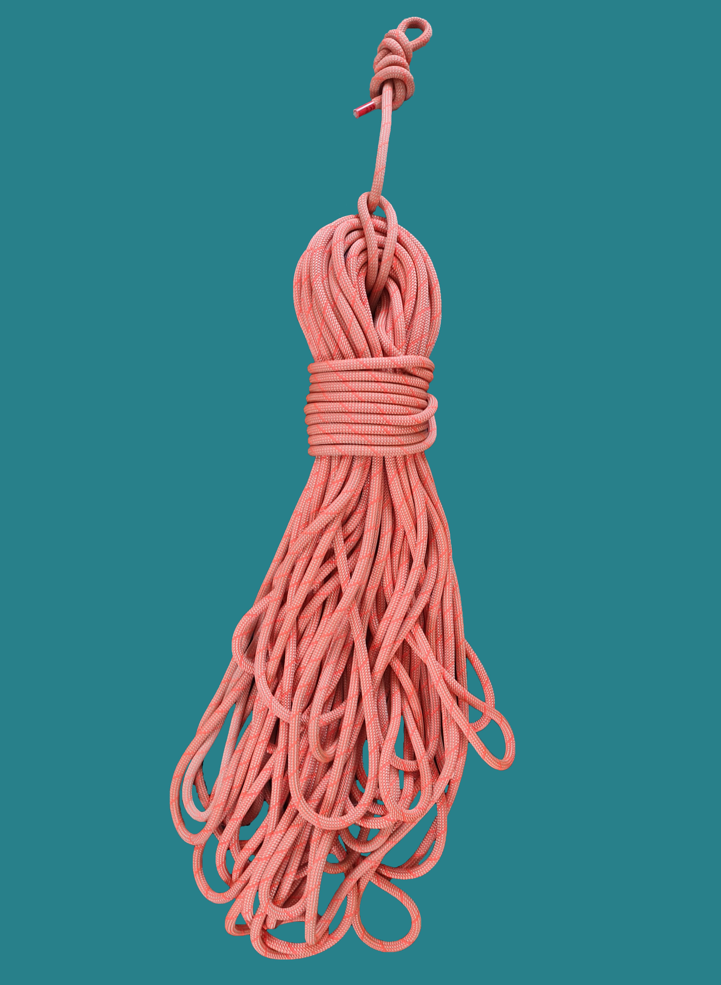 An orange Mammut 9.8MM 60M crag classic rope